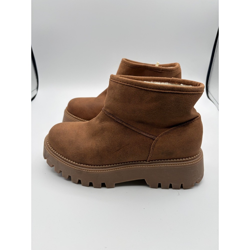 DV Dolce Vita Limone Platform Ankle Boots Womens 8.5 Brown Suede Faux Fur